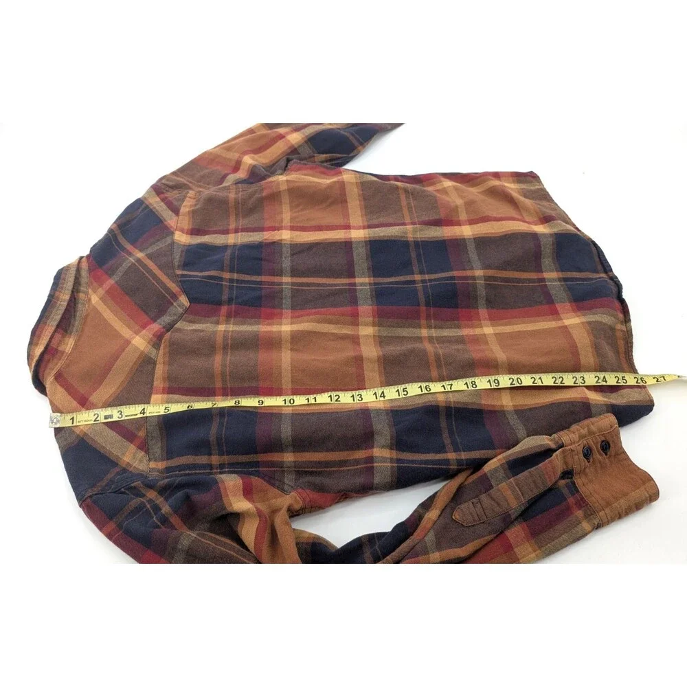 Levis Brown Tan Long Sleeve Cotton Button Up Plaid Flannel Mens Size Large